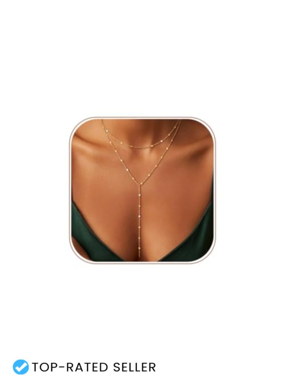 Layered Lariat Necklace 14K Gold Plated Y-Necklace Women Long Chain